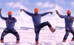 Canada man doing bhangra at frozen lake 