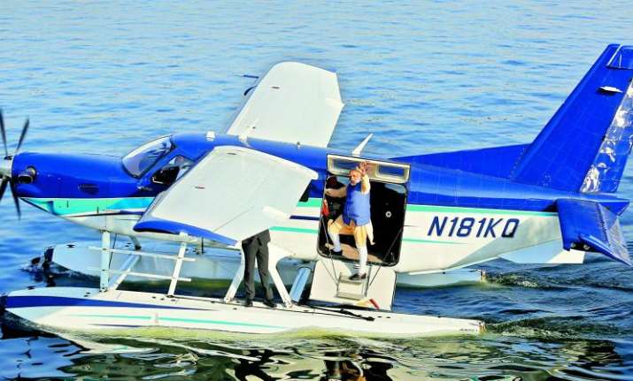 File photo of PM Modi landing on Sabarmati River Front in
