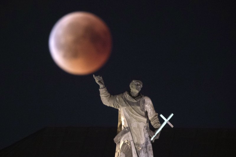 Blood Moon or Total Lunar eclipse occurs when the moon glows a deep red colour due to sunlight scattering. As there is no direct sunlight hitting the moon during an eclipse, all of the light which reaches the moon and bounces back to Earth is indirect (Picture from Dresden, Germany)