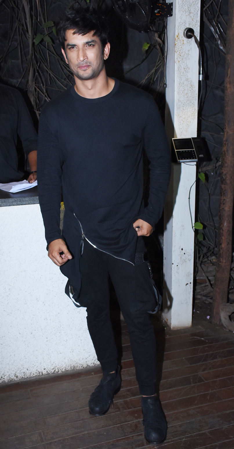 Sushant chose an all-black attire for the party.