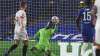 Chelsea's goalkeeper Edouard Mendy blocks the ball during
