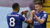 Leicester's Harvey Barnes, right, celebrates with