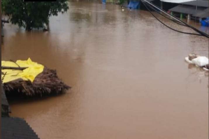 Visuals of flood from Poteru Village in Korukonda Tehsil of