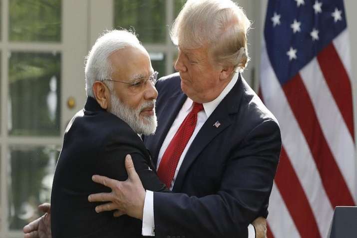 US President and PM Modi in the Rose Garden of the White