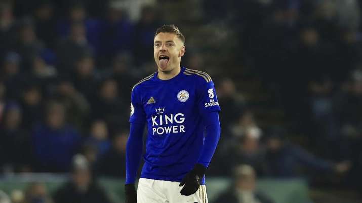 Jamie Vardy reached the 100-goal milestone with a tap-in