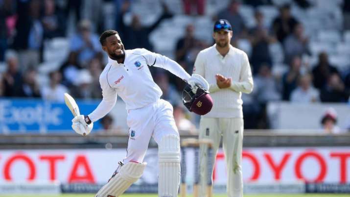 Shai Hope after scoring his maiden Test century in August