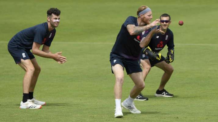 England captain Ben Stokes takes a catch in the slips