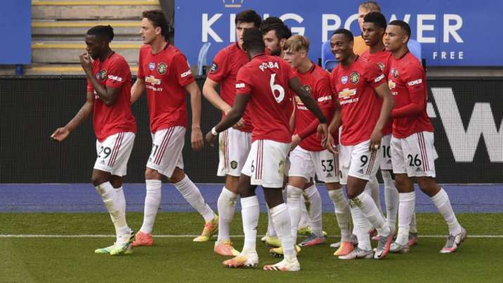 Manchester United's Bruno Fernandes celebrates with