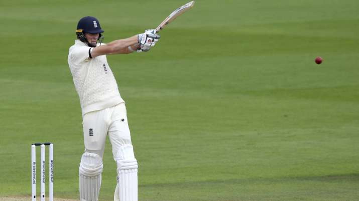 England's Zak Crawley plays a shot during the first day of