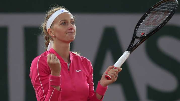 Petra Kvitova of the Czech Republic celebrates winning her