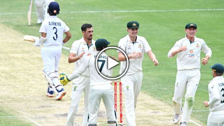 ajinkya rahane, ajinkya rahane wicket, mitchell starc, india vs australia, india vs australia 2021,
