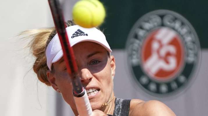 Germany's Angelique Kerber returns the ball to Ukraine's