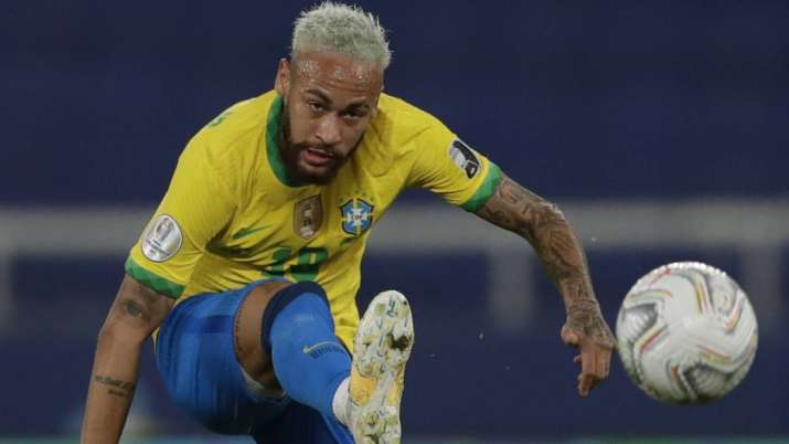 Brazil's Neymar takes a shot during a Copa America soccer