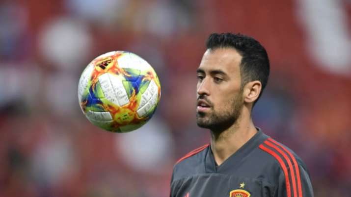 Spain's Sergio Busquets warms up before the Euro 2020 group
