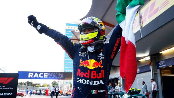 Sergio Perez wins Azerbaijan GP after Max Verstappen crashes from lead