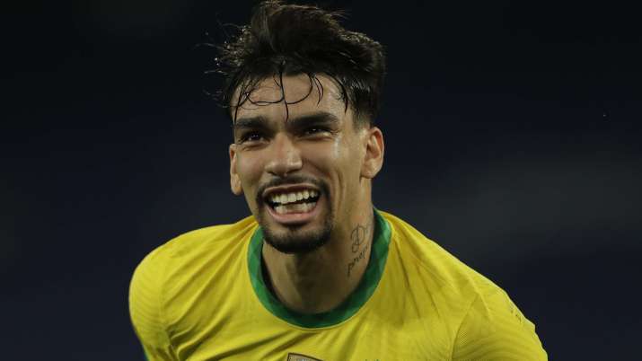 Brazil's Lucas Paqueta celebrates after scoring his side's
