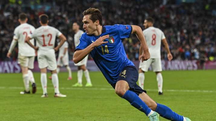 Italy's Federico Chiesa celebrates after scoring the