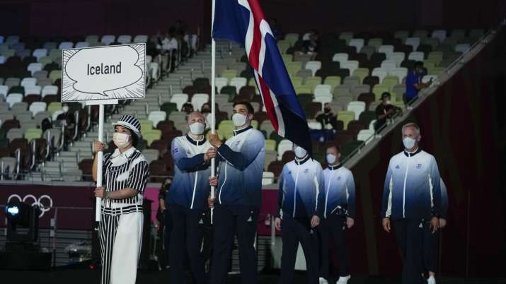 Snaefridur Sol Jorunnardottir and Anton Mckee, of Iceland,