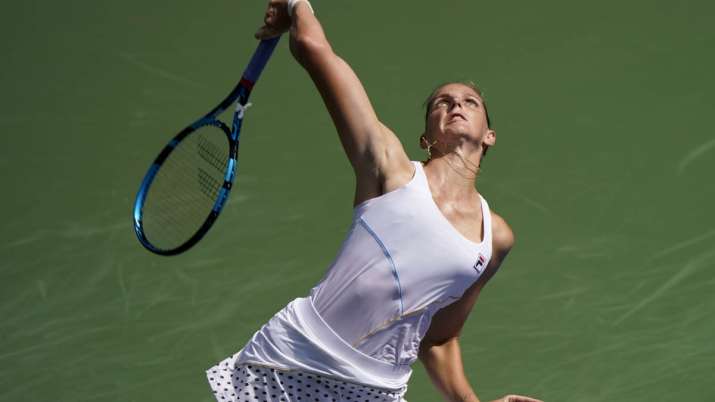 Karolina Pliskova, of the Czech Republic, serves to