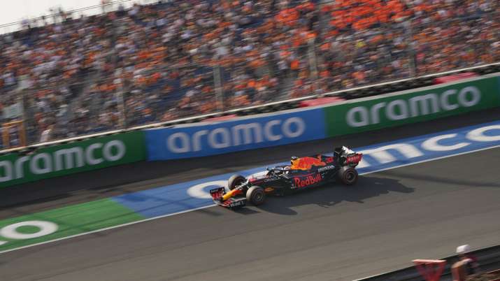 Red Bull driver Max Verstappen of the Netherlands steers