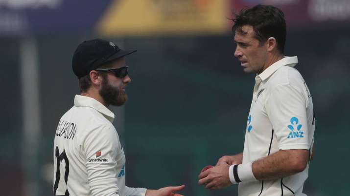 File photo of New Zealand captain Kane Williamson (left) with teammate Tim Southee