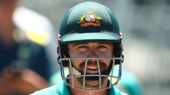 Travis Head looks on during an Australian training session at Norths Cricket Club on Saturday in Bri