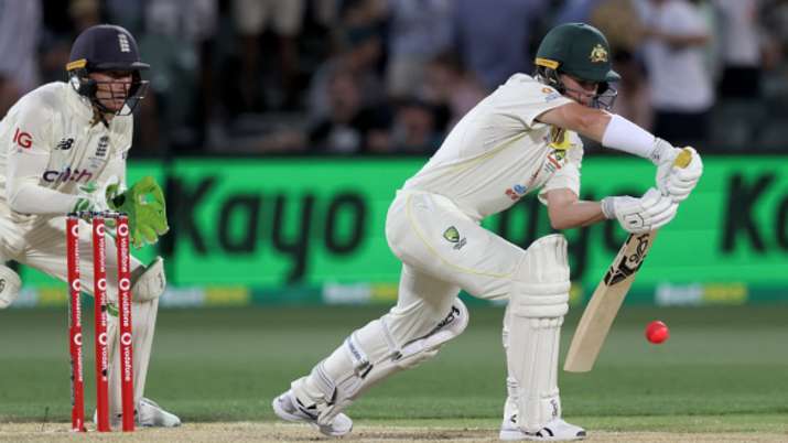 Marcus Harris of Australia plays a shot during the second Ashes Test match against England in The Adelaide